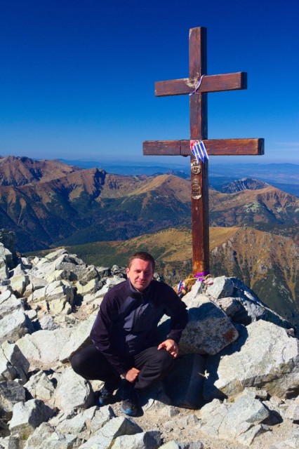 Jiří Bolacký na vrcholu Kriváň (2494 m n. m.)